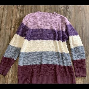 Colorblock popcorn material oversized sweater